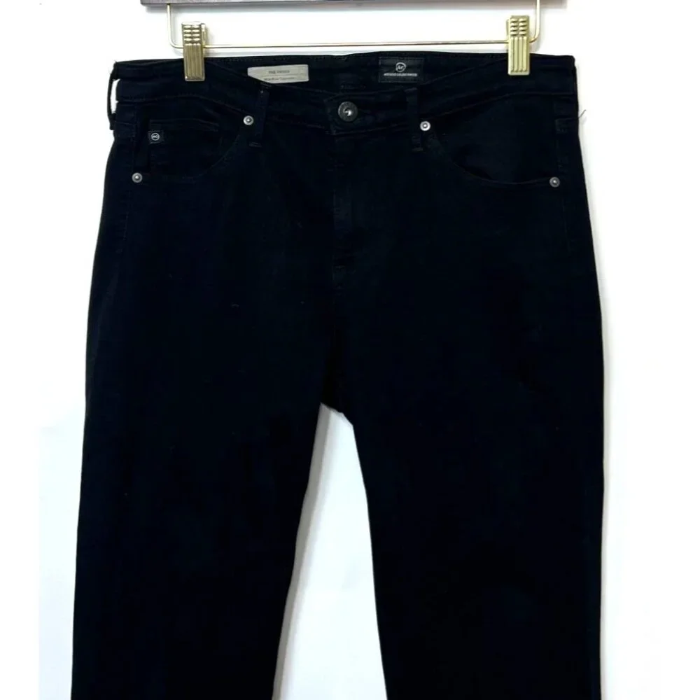 AG Prima Mid Rise Cigarette Jeans Super Black Size 28R Skinny Designer Classic
